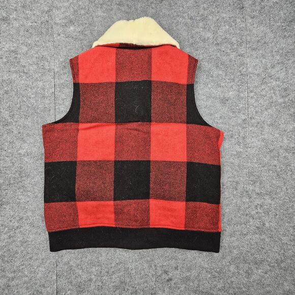 Vintage Woolrich Vest Womens Large Buffalo Plaid Sherpa Collar Wool Western - Picture 8 of 8